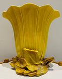 1950s McCoy USA Pottery Yellow Tulip Fan Vase