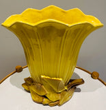 1950s McCoy USA Pottery Yellow Tulip Fan Vase