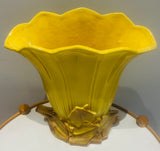 1950s McCoy USA Pottery Yellow Tulip Fan Vase