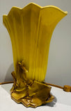 1950s McCoy USA Pottery Yellow Tulip Fan Vase