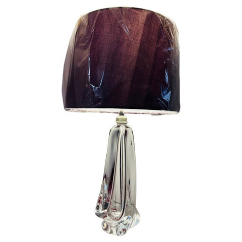 1950s Val St Lambert Clear Glass Table Lamp Signed