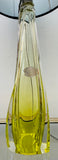 1950s Val St Lambert Lime Green Glass Table Lamp