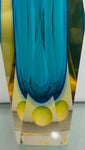 1960s Italian Murano Turquoise Geometric Glass Vase