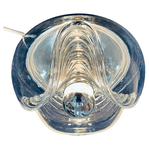 1970s German Putzler 'Wave' Clear and Chrome Flush Mount/Wall Light