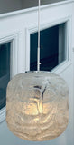 1970s Large Doria Leuchten Crackle Glass Hanging Light