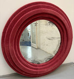 Antiqued Glass Pink Velvet Framed Wall Mirror