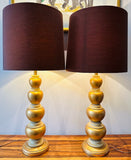Pair of 1950s Frederick Cooper Gold Leaf Table Lamps