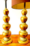 Pair of 1950s Frederick Cooper Gold Leaf Table Lamps