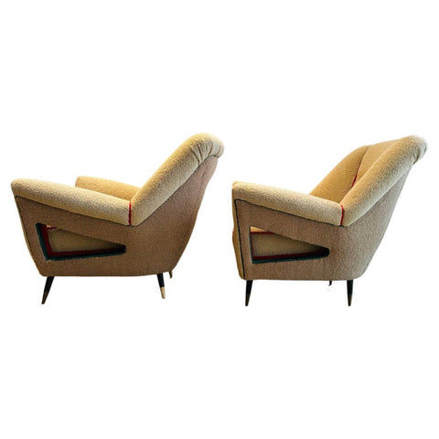 Pair of 1950s Italian Attr. Colli Boucle Armchairs