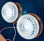Pair of 1960s Frosted & Cut Glass Flush Mount Ceiling Lights