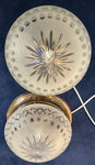 Pair of 1960s Frosted & Cut Glass Flush Mount Ceiling Lights