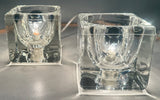 Pair of 1970s German Putzler Clear Cubed Glass Table Lamps