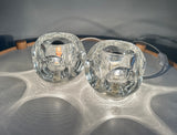 Pair of 1970s Putzler Clear Circular Concave Glass Table Lamps