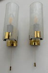Pair of 1970s German Tubular Frosted Glass Wall Lights
