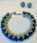 Pair of Early 1960s Dior Blue & Clear Crystal Earrings