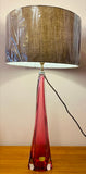 Tall 1950s Val St Lambert Pink Glass Table Lamp