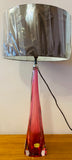 Tall 1950s Val St Lambert Pink Glass Table Lamp