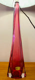 Tall 1950s Val St Lambert Pink Glass Table Lamp