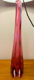 Tall 1950s Val St Lambert Pink Glass Table Lamp