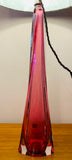 Tall 1950s Val St Lambert Pink Glass Table Lamp
