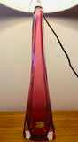 Tall 1950s Val St Lambert Pink Glass Table Lamp