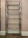 1970s Belgium Chrome & Clear Glass Shelving Unit