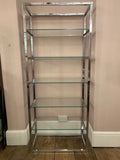 1970s Belgium Chrome & Clear Glass Shelving Unit