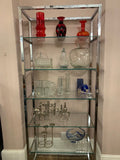 1970s Belgium Chrome & Clear Glass Shelving Unit