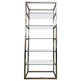 1970s Belgium Chrome & Clear Glass Shelving Unit