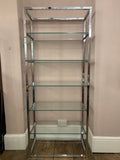 1970s Belgium Chrome & Clear Glass Shelving Unit
