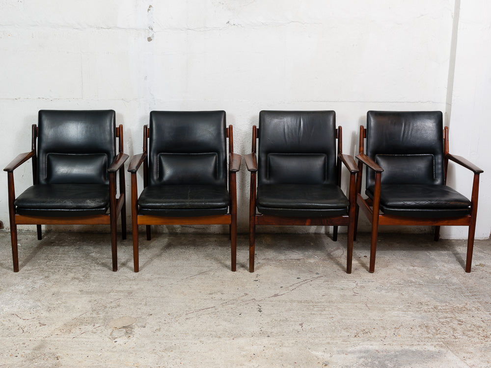 1960s Arne Vodder Rosewood and Leather Armchairs/Desk Chair Model