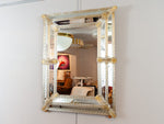 1960s Italian Murano Venetian Floral Etched Wall Mirror