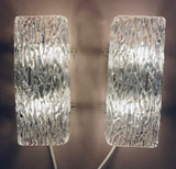 Pair of Small 1960s Kalmar Waved Glass Wall Lights