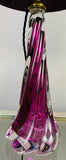 1950s Val St Lambert Purple Twisted Glass Lamp Base