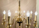 1950s Czech Crystal Glass 8 Arm Chandelier