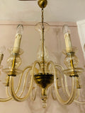 1950s Czech Crystal Glass 8 Arm Chandelier