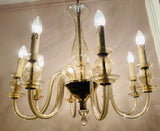 1950s Czech Crystal Glass 8 Arm Chandelier