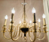 1950s Czech Crystal Glass 8 Arm Chandelier