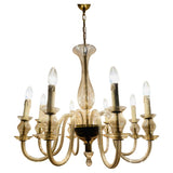 1950s Czech Crystal Glass 8 Arm Chandelier