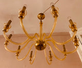 1950s Czech Crystal Glass 10 Arm Chandelier