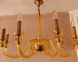 1950s Czech Crystal Glass 10 Arm Chandelier