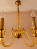 1950s Czech Crystal Glass 10 Arm Chandelier