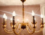 1950s Czech Crystal Glass 10 Arm Chandelier