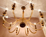 1950s Czech Crystal Glass 10 Arm Chandelier