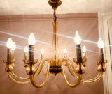 1950s Czech Crystal Glass 10 Arm Chandelier