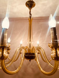 1950s Czech Crystal Glass 10 Arm Chandelier