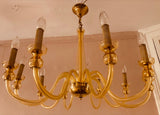1950s Czech Crystal Glass 10 Arm Chandelier