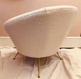 1950s Italian Curved Armchair with Brass Conical Legs