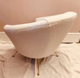 1950s Italian Curved Armchair with Brass Conical Legs