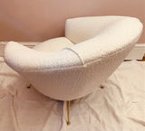 1950s Italian Curved Armchair with Brass Conical Legs